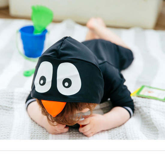 9M-5Y Toddler Boys Penguin One Piece Hooded Baby Boy Swimsuit  Boys Clothing   