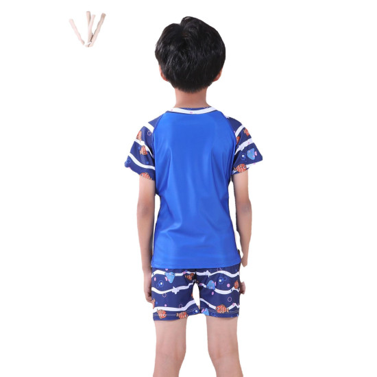 3-11Y Whale Cartoon Print Short Sleeve T-Shirt And Shorts Swimwear Set  Kids Boutique Clothing  