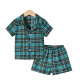 9M-6Y Toddler Boys Pajamas Sets Lapel Plaid Short-Sleeved Shirts Shorts  Boys Clothing   