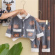 9M-6Y Toddler Boys Cartoon Bear Flannel Pajamas Two Piece Set Cardigan And Pants  Boys Clothes   