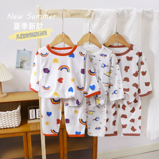 12M-9Y Kids Girls & Boy Intimates & Pajamas Sets Cartoon Print Long Sleeve Top And Pants Kids Clothes  Suppliers   