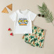 18M-6Y Toddler Boys Sets Letter Print T-Shirts Coconut Shorts  Boys Clothing   