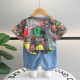 12M-5Y Toddler Boys Sets Fully Printed Cartoon Animal T-Shirts & Jeans  Girls Clothes   