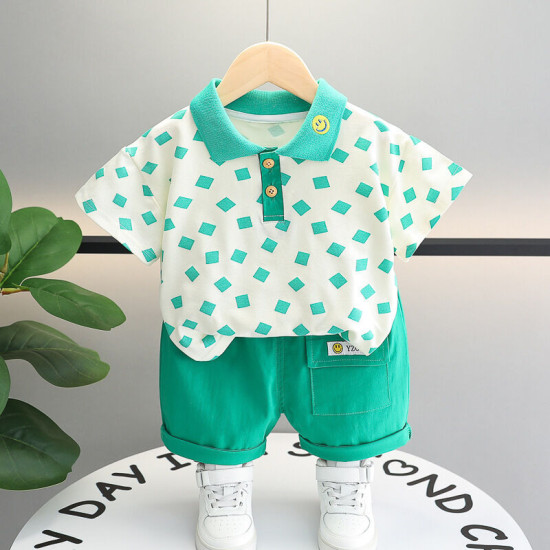 12M-5Y Toddler Boys Sets Lapel Short Sleeve Suit  Girls Clothes   