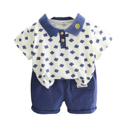 12M-5Y Toddler Boys Sets Lapel Short Sleeve Suit  Girls Clothes   