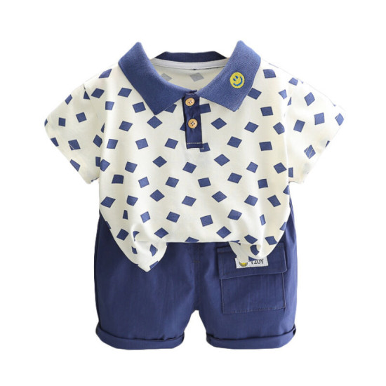 12M-5Y Toddler Boys Sets Lapel Short Sleeve Suit  Girls Clothes   