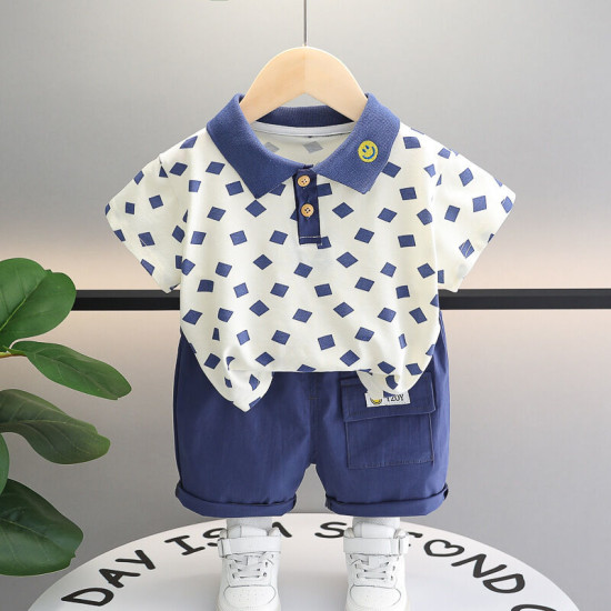 12M-5Y Toddler Boys Sets Lapel Short Sleeve Suit  Girls Clothes   