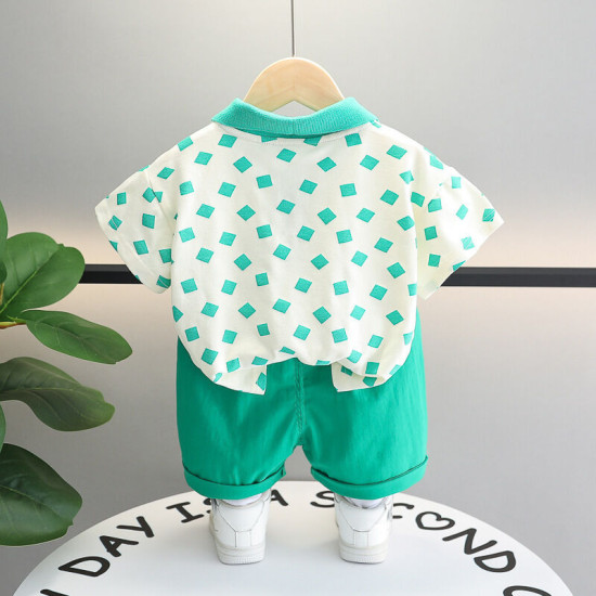 12M-5Y Toddler Boys Sets Lapel Short Sleeve Suit  Girls Clothes   
