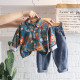 12M-5Y Toddler Boys Sets Lapel Cartoon Shirts And Jeans  Girls Clothes   