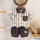 12M-5Y Toddler Boys Sets Striped Bear Shirts And Shorts  Girls Clothes   