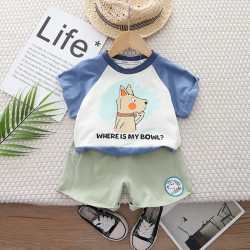 12M-5Y Toddler Boys Cartoon Print Short-Sleeved Two-Piece Set  Boys Clothing   