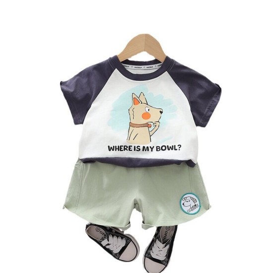 12M-5Y Toddler Boys Cartoon Print Short-Sleeved Two-Piece Set  Boys Clothing   