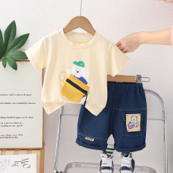 9M-4Y Toddler Boys Cartoon Print Short-Sleeved Two-Piece Set  Boys Clothing   