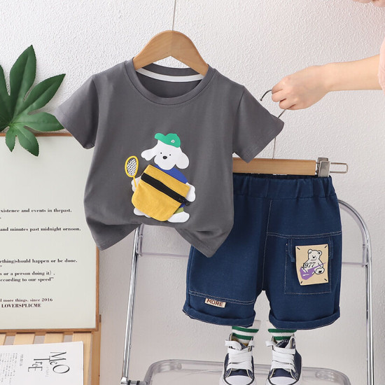 9M-4Y Toddler Boys Cartoon Print Short-Sleeved Two-Piece Set  Boys Clothing   