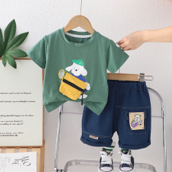 9M-4Y Toddler Boys Cartoon Print Short-Sleeved Two-Piece Set  Boys Clothing   