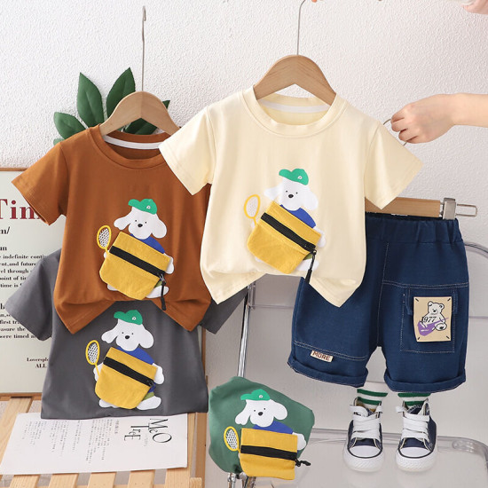 9M-4Y Toddler Boys Cartoon Print Short-Sleeved Two-Piece Set  Boys Clothing   