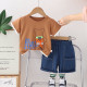 12M-4Y Toddler Boys Cartoon Shorts Sleeve Tops Denim Shorts Two-Piece Set  Boys Clothing   