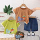 12M-4Y Toddler Boys Cartoon Shorts Sleeve Tops Denim Shorts Two-Piece Set  Boys Clothing   
