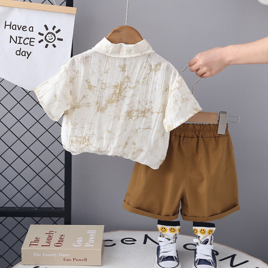 12M-5Y Toddler Boys Lapel Bowtie Shirts And Shorts Two-Piece Set  Boys Clothing   